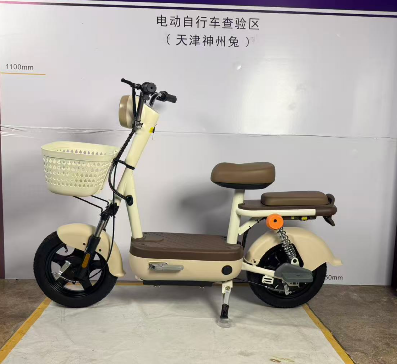 神州兔新新国标电动车——米白/咖